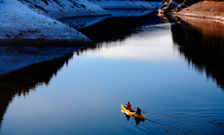 Canoe on open water