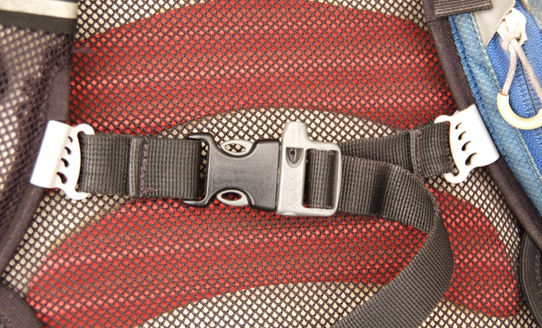 Sternum strap on backpack