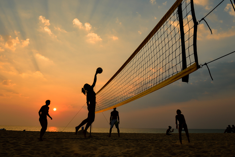 Volleyball at sunset