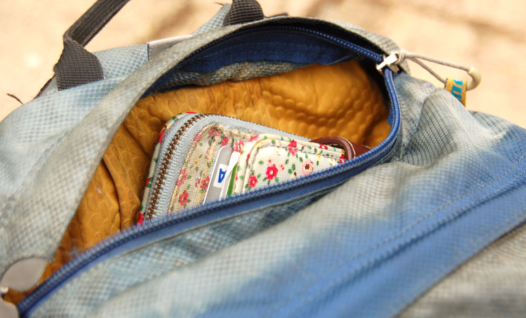 Top pocket on backpack
