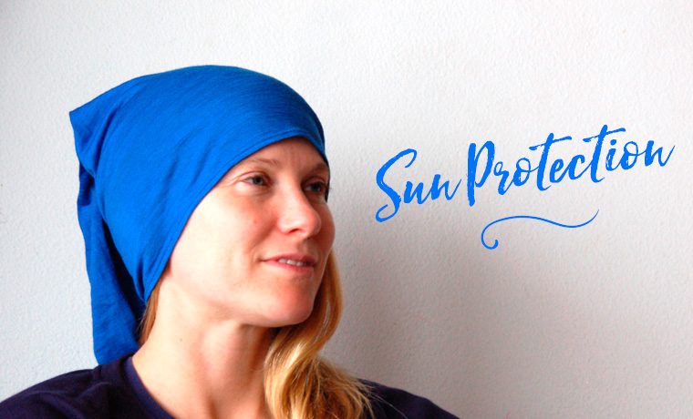 Woman wearing a Buff for sun protection