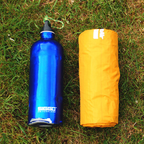 XLite sleeping pad and bottle comparison