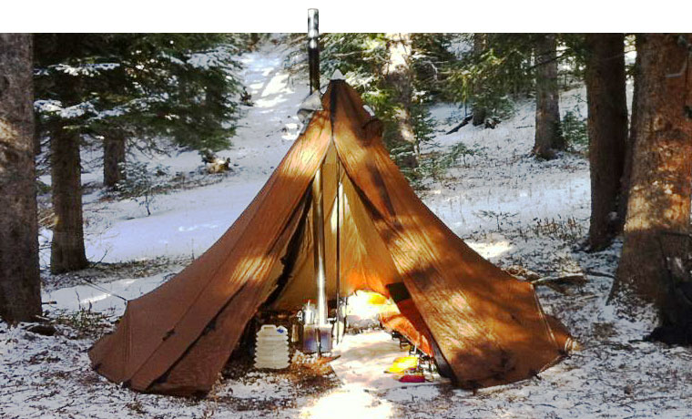 Seek Outside Tipi with tent stove