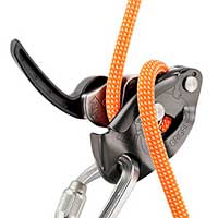 GriGri belay device for rock climbing