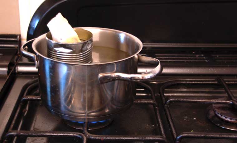 Melting wax in pot