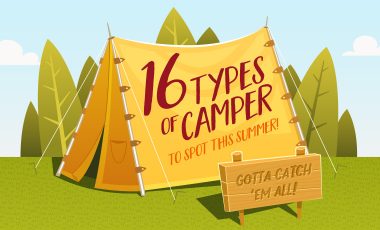 16 types of campers cartoon