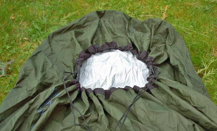 Bivvy bag hood with drawcord