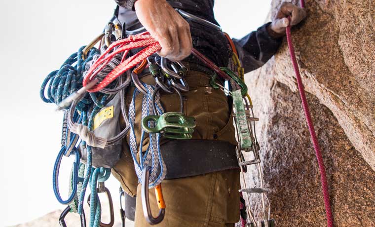 Climbing gear on harness