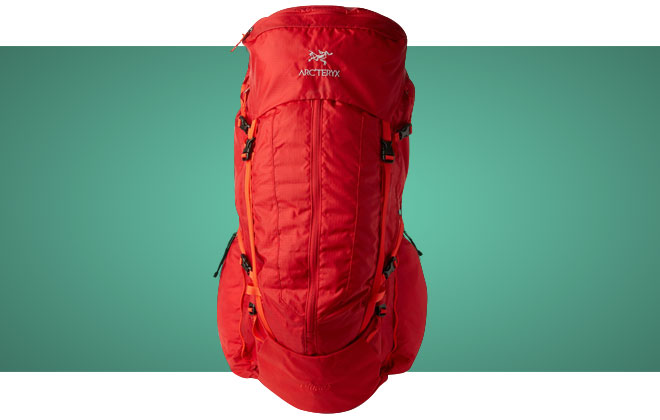 Orange Arcteryx Altra 65 backpack