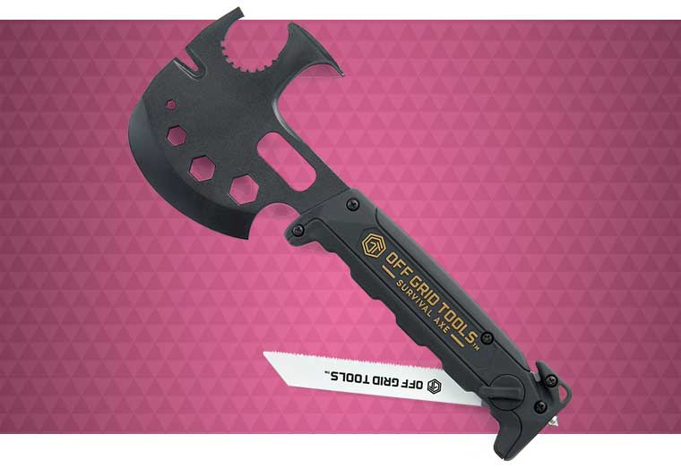 Off Grid Tools Survival Axe Ultimate Outdoor Multitool-Hatchet Hammer Saw