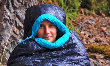 Woman in bBig Agnes Sidney sleeping bag