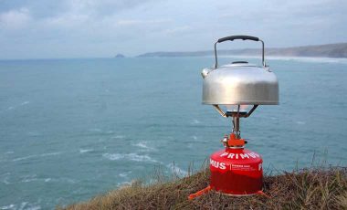 Kettle on camping stove