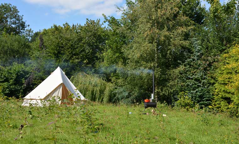 Bell tent in field