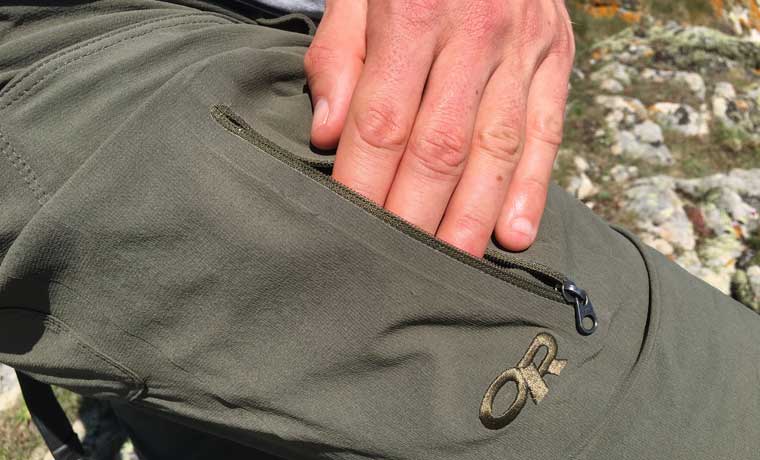 Zippered pocket on shorts