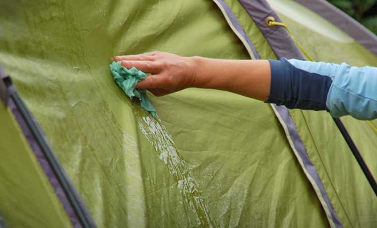 Cleaning a tent