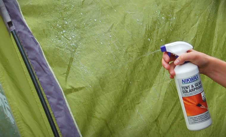 Spraying tent waterproofing treatement