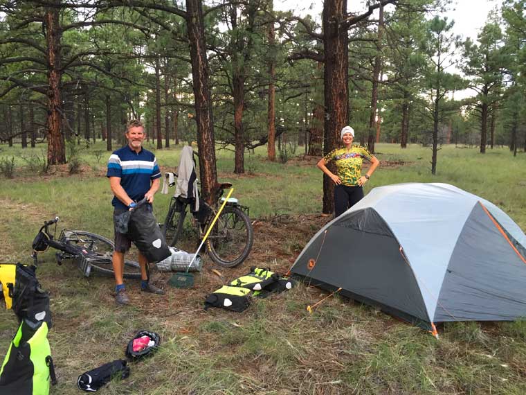 people camping with bikes