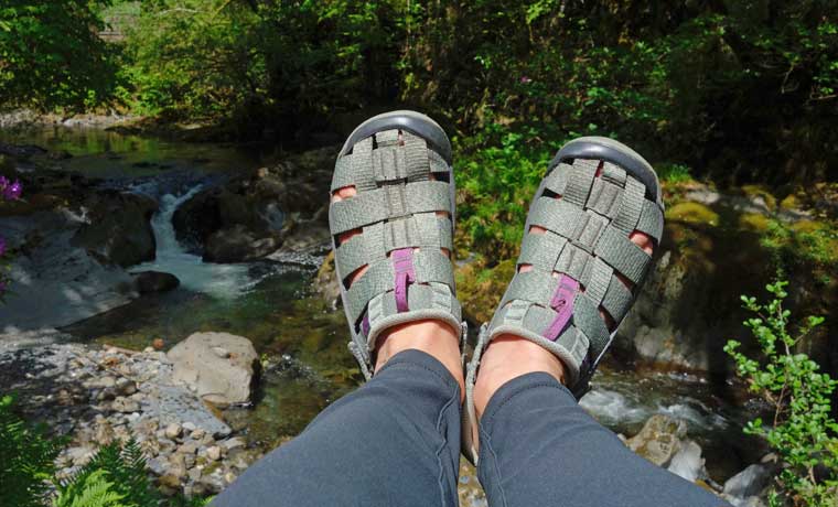 Sandals by the river