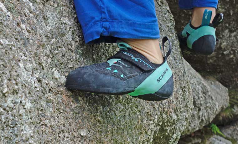 Rock climbing in Scarpa shoes