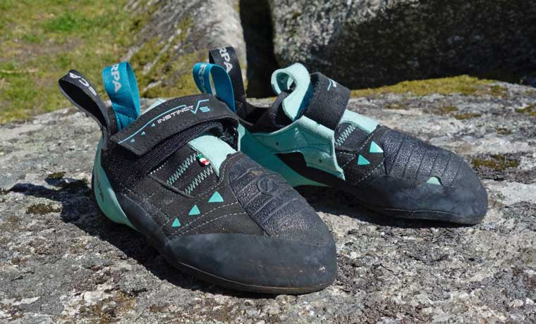 pair of scarpa climbing shoes
