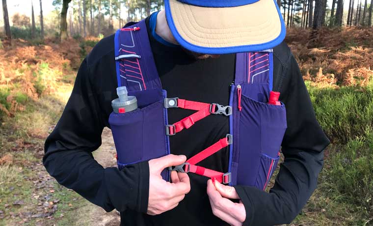 Chest straps on running vest