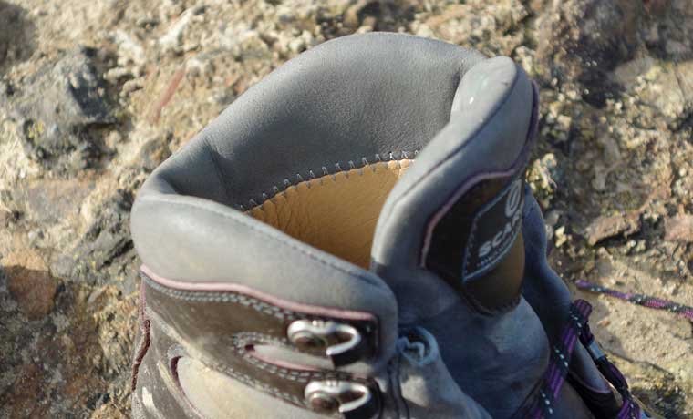 Collar of hiking boots
