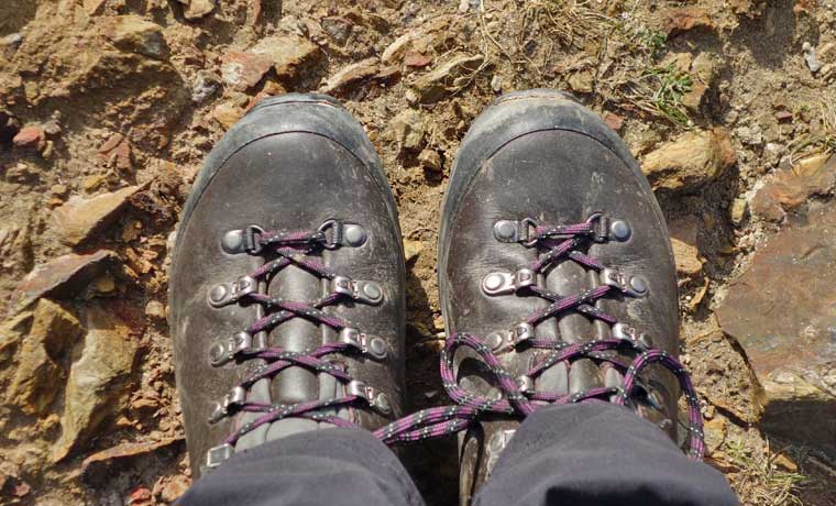 Toes of hiking boots