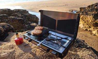Camping stove on the beach