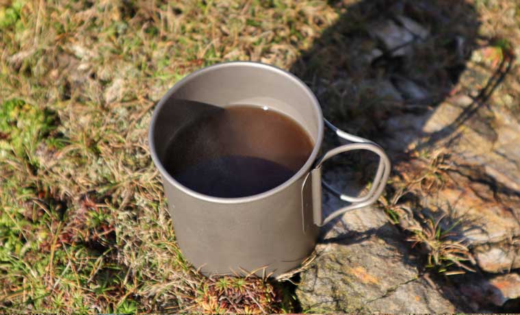 Coffee in a camping mug