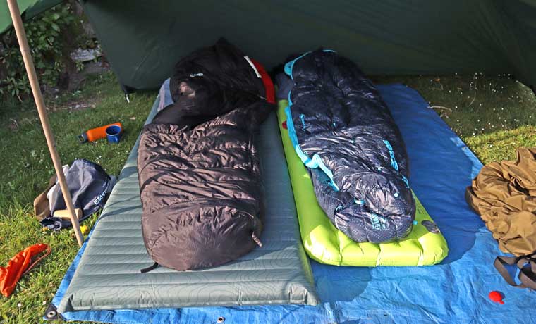 Sleeping pads under tarp