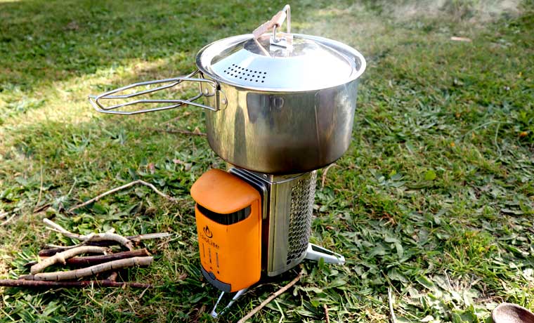 Cooking pot on Biolite stove