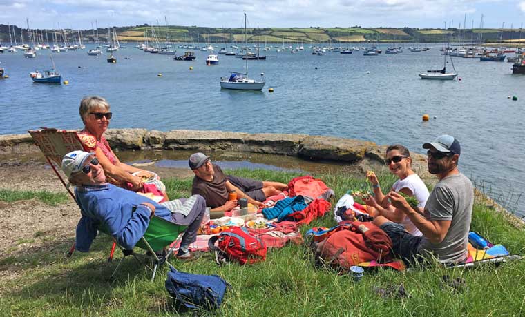 Family picnic by the sea