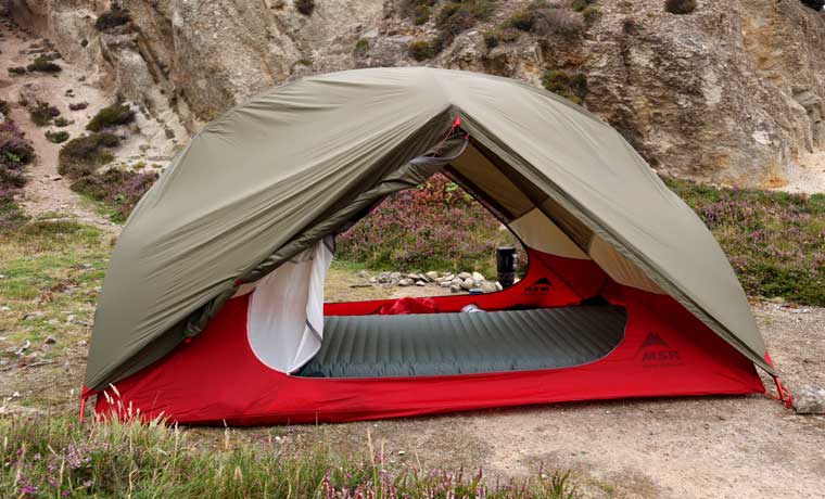 MSR tent with doors open