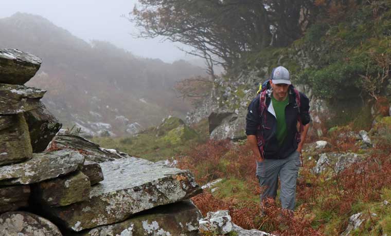 Man hiking in Wales