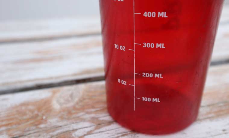 Water bottle volume measurements
