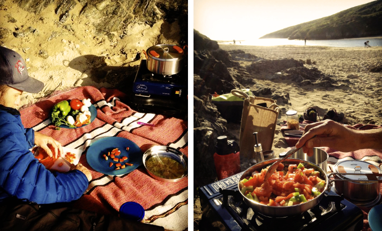 Cooking on a beach