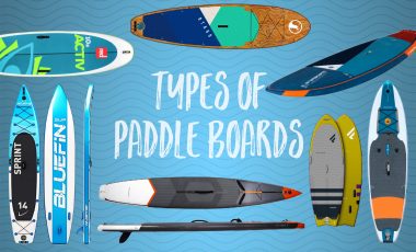 A selection of different types of paddle boards with text