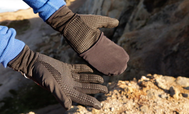 Running gloves with mitten covers