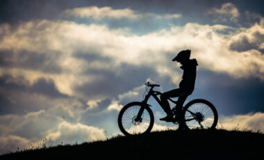 Silhouette of mountain biker