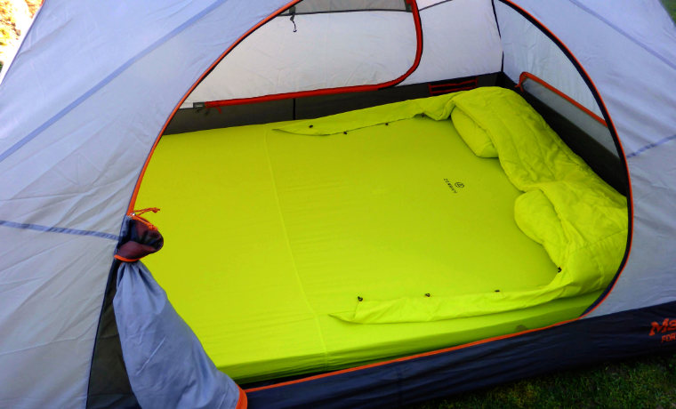 Zenbivy sheet on bed in tent