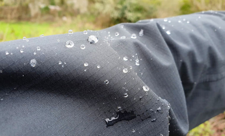 Jacket fabric with water on