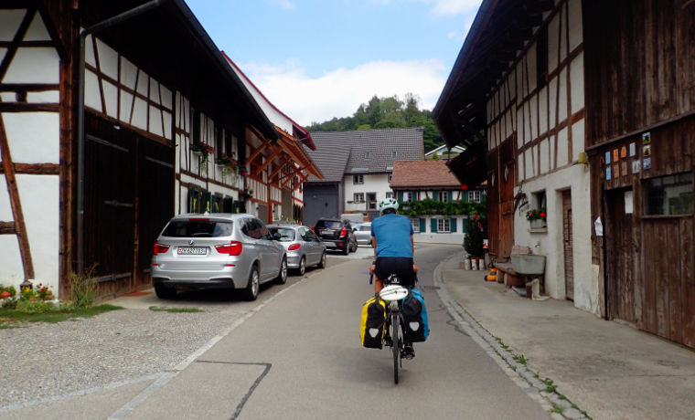 Cycling through European town