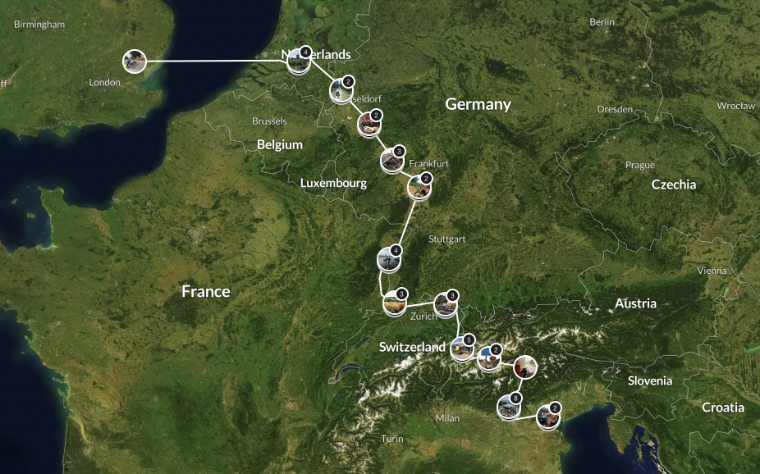 Europe cycle route