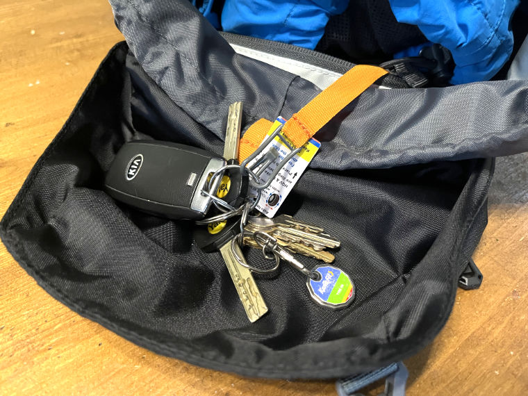 Top pocket of backpack