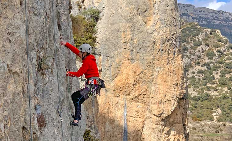 Woman climbing in Spain